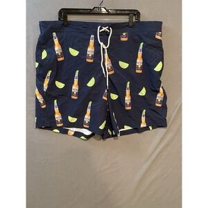 Corona Beer Swim Trunks Men's 2XL Blue All Over Print Mesh Lined Shorts